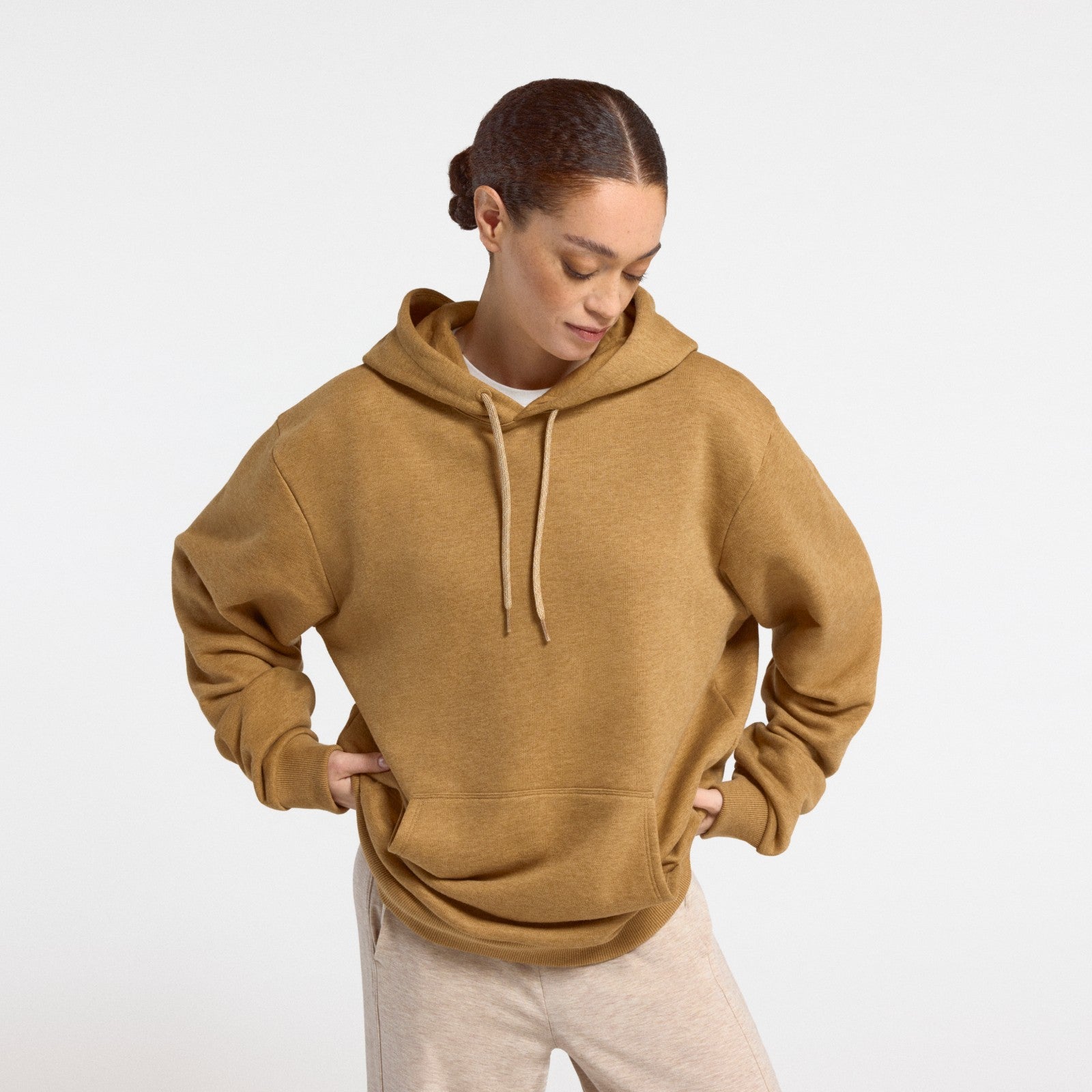 Unisex Merino Blend Hoodie - Stony Beige Heather