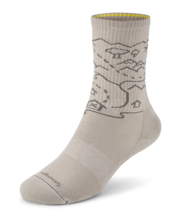 Anytime Crew Sock - Rugged Beige (Hazy Pine) - NZ Map