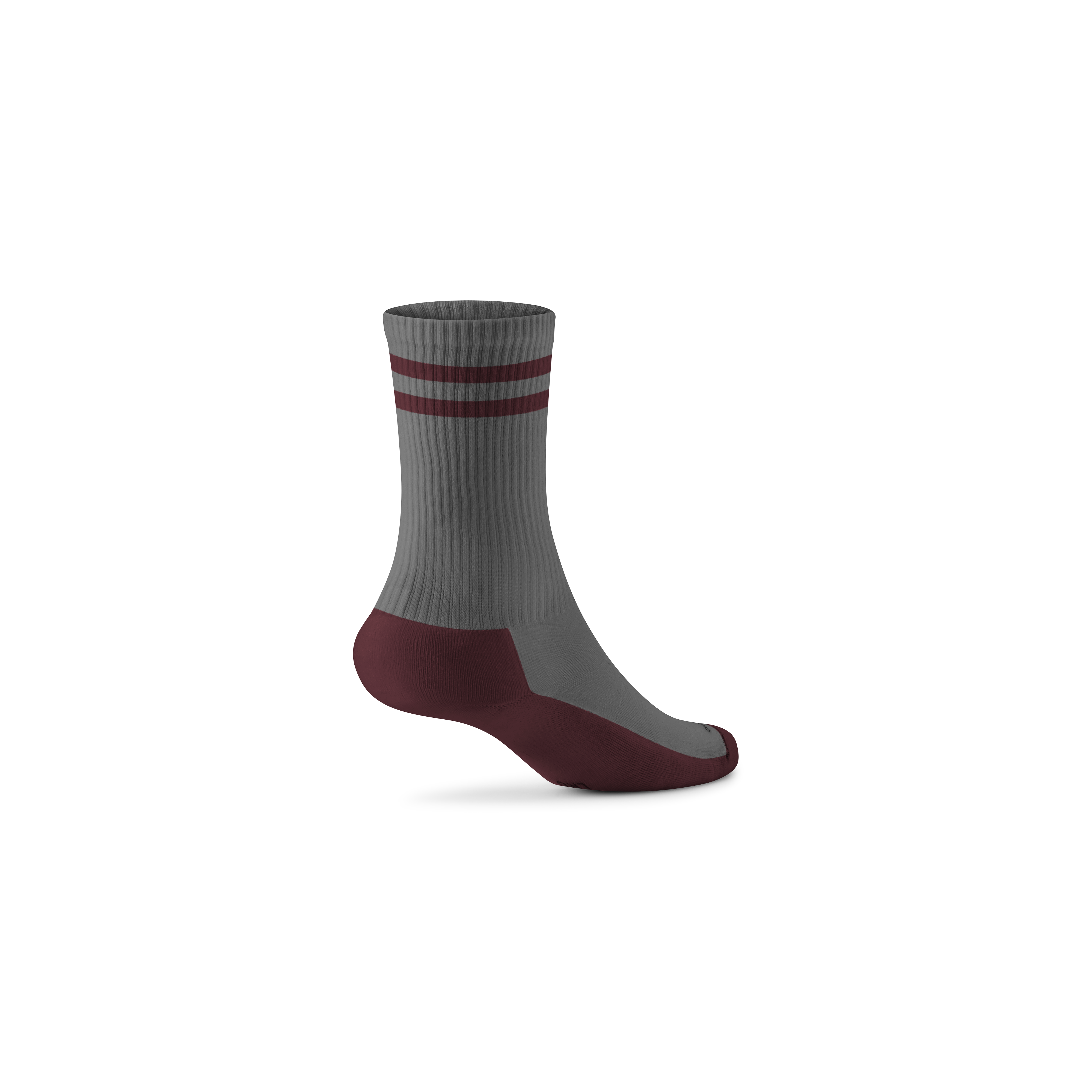 Anytime Crew Sock - Medium Grey/Hazy Burgundy Stripe - Image 2